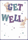 Cheerful whimsy radiates from this illustrated get well card, reminiscent of the neighbourly kindness found on Harlesden's vibrant side streets. Two adorable friends-a teddy with soft, cuddly fur and an eager puppy with gently flopped ears-anchor themselves amid bright, oversized letters spelling out 'Get Well'. The textures are so carefully rendered that you can almost feel the softness of their fur, inviting a sense of comfort akin to a hand-delivered bouquet. Indigo and teal meld sinuously across the confident typography, framed by twinkling starbursts in a harmony of sky blues and purples that suggest renewed hope and care. Each visual element-not just the joyous faces but the lightly textured shadows, the lively tail of the pup, the confident brushwork-echoes the thoughtful touch of Harlesden's local florists, who assemble every get well arrangement with heart. The bright, pristine background lets every colour sing, imparting a buoyant clarity fitting for messages of healing. Sending this card, especially from a trusted neighbour or with flowers prepared by Flower Delivery Harlesden, feels like gifting a little sunshine and reassurance-an infusion of warmth for someone's journey toward recovery.